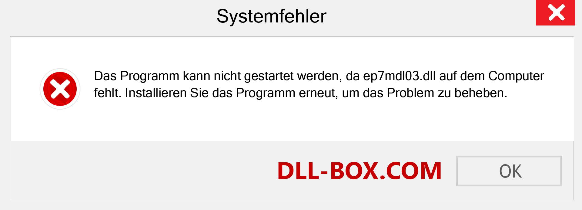 ep7mdl03.dll-Datei fehlt?. Download für Windows 7, 8, 10 - Fix ep7mdl03 dll Missing Error unter Windows, Fotos, Bildern